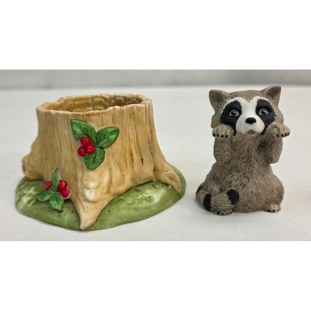 Franklin Porcelain Woodland Surprises Mouse and Raccoon Figurines 1984 Set of 2 - Picture 9 of 16